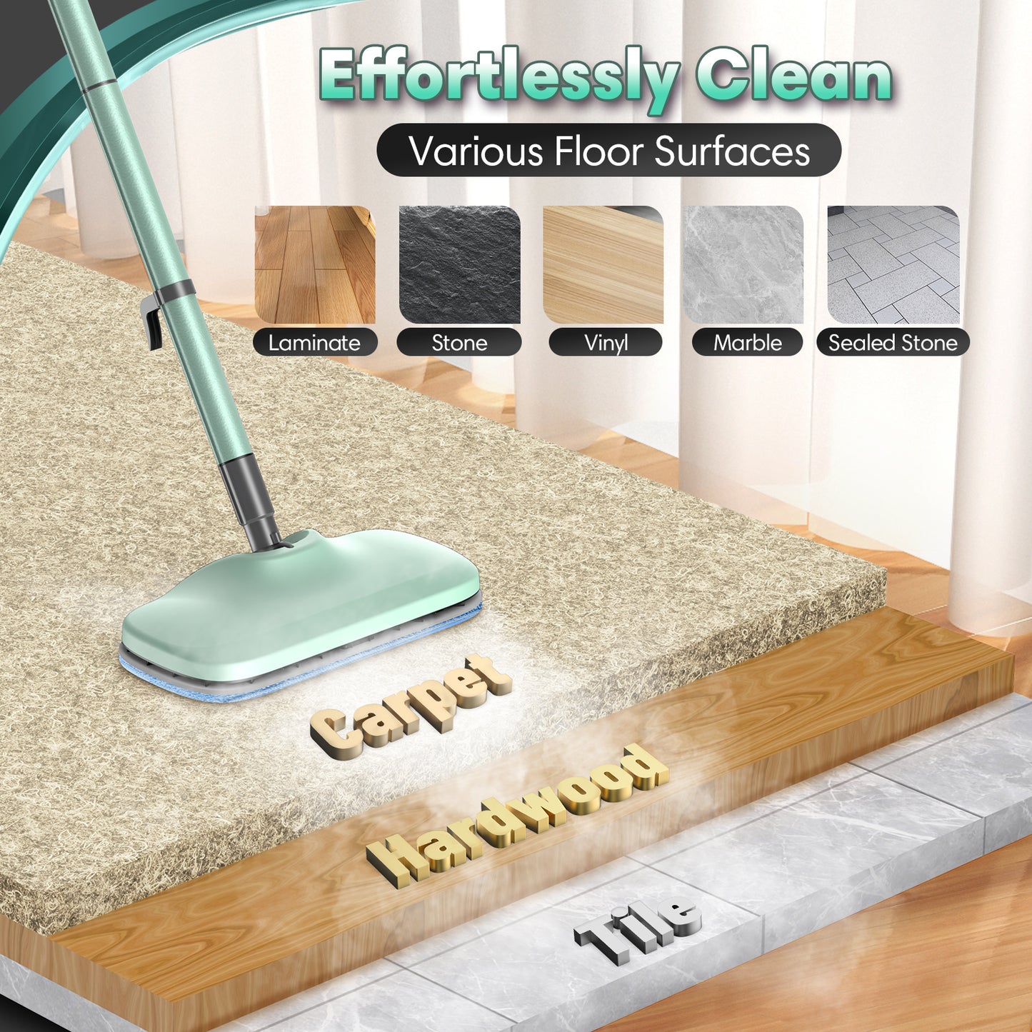 Standable Safe & High Temp Steam Mop Cleaner for Deep Cleaning, Powerful MultiPurpose and Heavy Duty Handheld Steam Cleaner, Detachable Floor Steamer with 18 Accessory for Hardwood Laminate Tile Grout